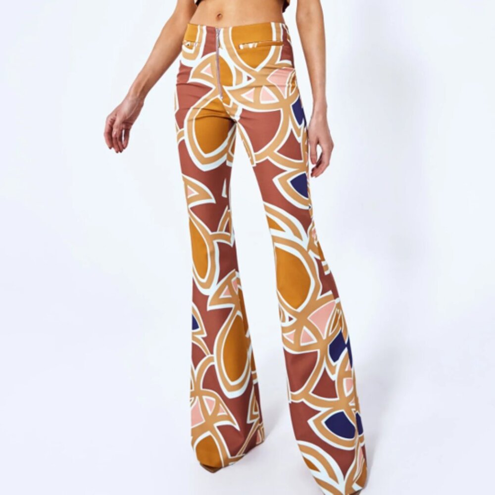 NWT Alexis Flared Daru Pant Abstract Orange - Picture 11 of 12